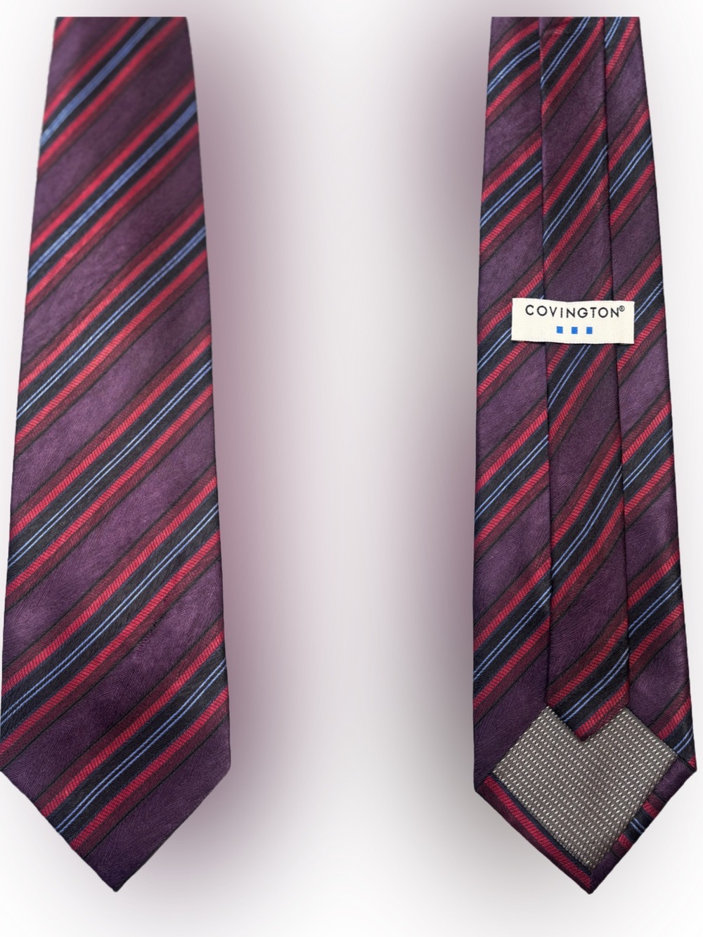 Vintage Covington Purple Tie with Red and Blue Stripes